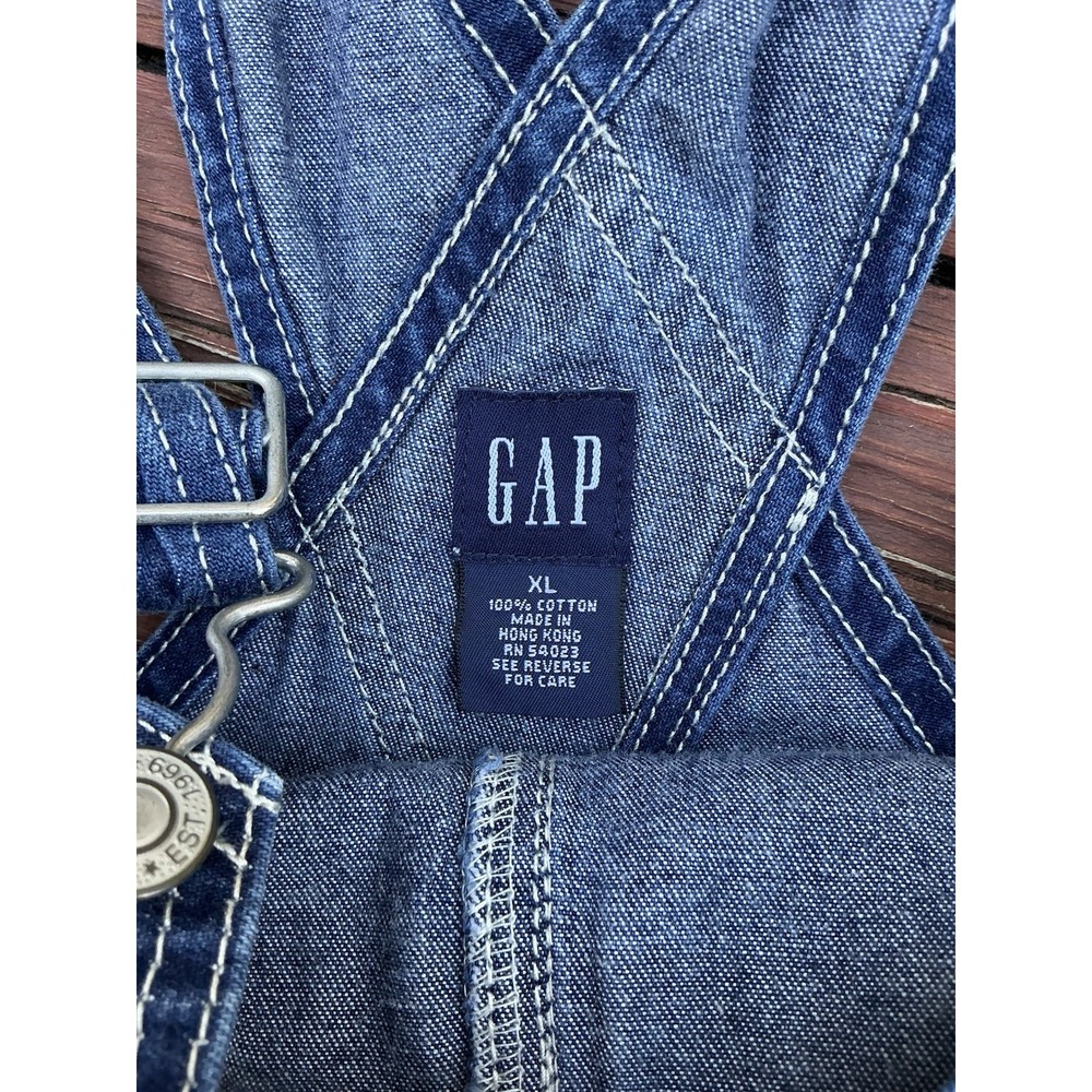 VTG‎ Girls Gap Floral Embroidered Denim Overalls Made In Hong Kong Size XL - Picture 3 of 8